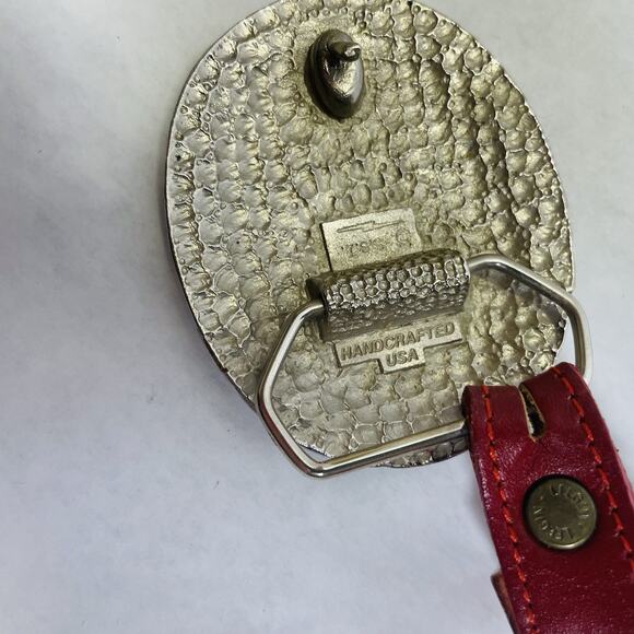 Vintage Day-Lor Red Enamel Brass Cinch Stretch Belt Size M/L Nana Glam 80's USA - Picture 5 of 8